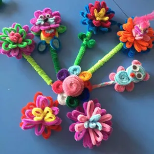 Plus colorate Bastoane Pompoms Ochii Meserii de Hârtie Pentru Copii, Jucării DIY Materiale Handmade Art-Craft pentru Copii Puzzle-uri Educaționale Păpuși