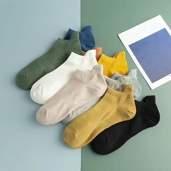 5 Perechi/set Femei Bărbați Șosete de Bumbac Stil Nou Moale Respirabil Solid Colorat Simplu Moda Scurt Glezna Strada Unisex Crew Sock