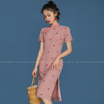 Fete Coreene Stil Dulce, Elegant Qipao Femei Floral Retro Moda Printesa Rochie De Petrecere Chineză Hanfu Tradiționale Slim Cheongsam