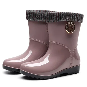 Stilul Punk Rainboots Tesatura Stretch de la Jumătatea vițel Cald Cizme de Zapada pentru Femei Non-Alunecare de Apă în aer liber Pantofi femei impermeabil cu Cizme de Ploaie