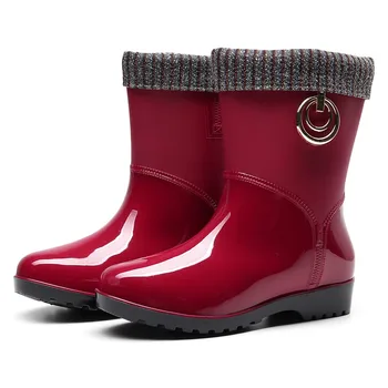Stilul Punk Rainboots Tesatura Stretch de la Jumătatea vițel Cald Cizme de Zapada pentru Femei Non-Alunecare de Apă în aer liber Pantofi femei impermeabil cu Cizme de Ploaie