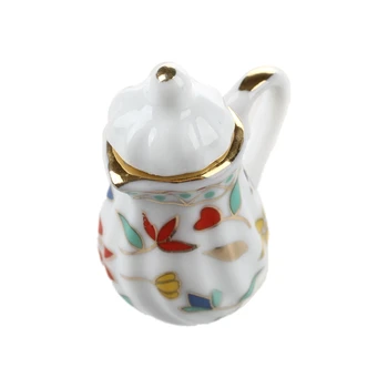 15 Piese Miniaturale Păpuși tacâmurile de ceai din portelan set tacamuri Cupa placa de imprimare florale Colorate