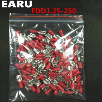 FDD1.25-250 izolatoare de sex Feminin Izolat Electric de Sertizare Terminale Conectori Cablu Conector de Sârmă 1000PCS/Pachet FDD1-250 FDD