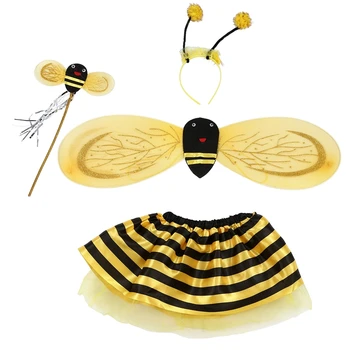 Pregătirea pentru Halloween-4Pc Bumble Bee Honey Copii Fete Zana de Halloween de imbracat Costum Petrecere