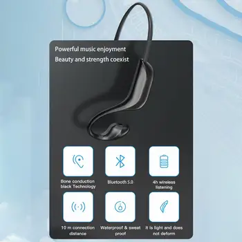 Conducție osoasă Wireless Căști Impermeabil Bluetooth 5.0 Sport Căști cu Built-in Dual de reducere a Zgomotului Microfon
