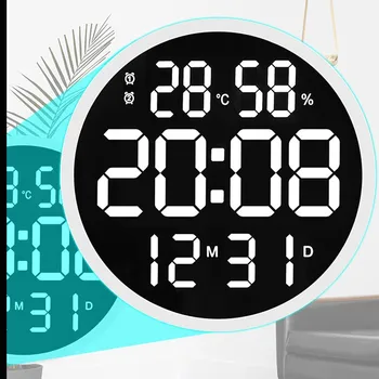 LED Ceas de Perete Luminos Ceas Mare Mute Digital de Temperatură Și Umiditate Ceas Electronic cu Design Modern, Camera de zi de Decorare