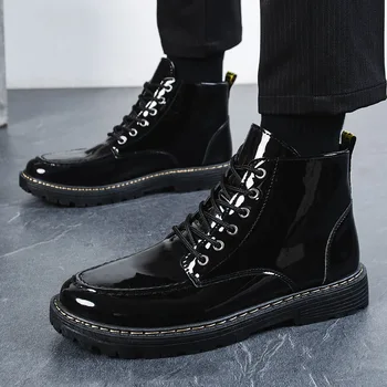 2021 noua din piele de om cizme de Iarnă pentru bărbați cizme glezna pantofi de zăpadă cald munca martin pantofi de cowboy, cizme motocicleta de sex masculin pantofi dantela-up