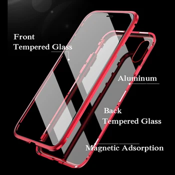 Magnetice de Caz Pentru iPhone 12 Pro MAX 12 Mini 11 Pro Metal Bara de protecție din Sticlă Telefon Acoperă Pentru iPhone SE2 XS XR 8 7 6 Plus Caz de Lux