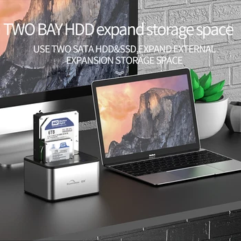 2 Bay 2.5 Inch de Andocare Hdd Sata Hard Disk Enclosure USB 3.0, Aluminiu Hdd, Cititor de Stația de Sprijin 4TB pentru IOS/Windows 7 HD08