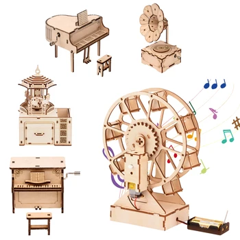 3D Cadou Creativ Ornamente din Lemn de Trei-dimensional Muzica Cutie Manuala Asamblare Jucarii Model Începe Școala Diy Grădiniță Cadouri