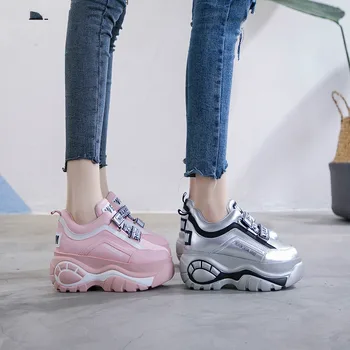 SWONCO Feliuta Adidași Cârlig Buclă Femei 2019 Primăvară Feminin Casual Pantofi Platforma cu Toc Indesata Adidasi Platforma Pentru Femei