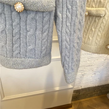 2020 Nou Brand de Moda pentru Femei Pulover de Toamna Tricotate Casual, O-gât Gros Solid Single-Breasted Butoane Perla Cardigan Tricot Topuri