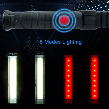 3800LM Pliabil COB Lumina de Lucru Portabil cu Lanterna LED-uri USB de Încărcare Felinar Magnet de Inspecție Cârlig Lampa Construit în Baterie Rosu