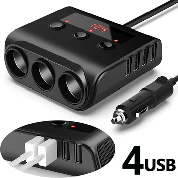 3 Mod de Auto Adaptor Bricheta 12V-24V Soclu Splitter Plug 4 LED-uri USB Adaptor Încărcător 2.4 UN 100W Pentru Telefon MP3 DVR