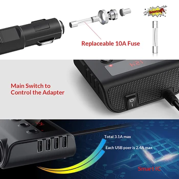 3 Mod de Auto Adaptor Bricheta 12V-24V Soclu Splitter Plug 4 LED-uri USB Adaptor Încărcător 2.4 UN 100W Pentru Telefon MP3 DVR