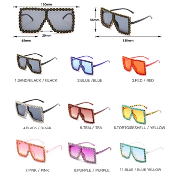 2021 Noi Stras Pătrat ochelari de Soare Barbati Femei Cadru Mare Diamant Ochelari de Soare Supradimensionați Cristal UV400 Ochelari Cadou de Petrecere
