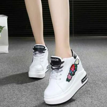 WGZNYN Doamnelor adidasi Pantofi plat Femeie Înălțime Creșterea Adidasi Femei de Primavara din Piele Doamnelor Platforma Pantofi de Înaltă W408
