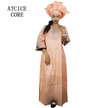 African rochii pentru femei de moda de design nou africane bazin de design de broderie rochie rochie lungă, cu eșarfă două pc-uri un set LA024#