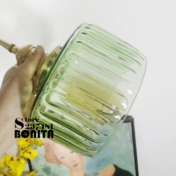 Nordic vintage din alama sticlă droplight Sculptate pahar de apa Model de val agățat lumini de Cupru pandantiv de iluminat cu abajururi din sticlă