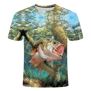 2020 nou hd digitale de agrement de imprimare 3D pește Amuzant tricou barbati pescuit tricou cu o jacheta guler T-shirt interesant pește T-shirt