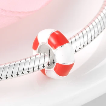 De Vânzare la cald Argint 925 Roșu Inel de Înot Email Dop de Margele Spacer se Potrivesc Europeană a Face Bratari Bijuterii DIY