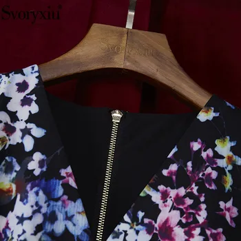 Svoryxiu 2021Runway Moda Summer Party Dress V-Gât Femei Floare de Imprimare în Cascadă Zburli Rezervor Rochii Vestdios