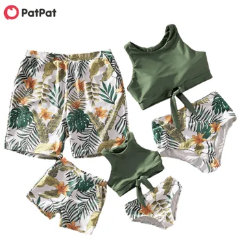 PatPat 2021 New Sosire Vara Tankini Florale și Frunze de Imprimare Potrivite Costume de baie Familie de Potrivire Haine de Plaja Mării Uite