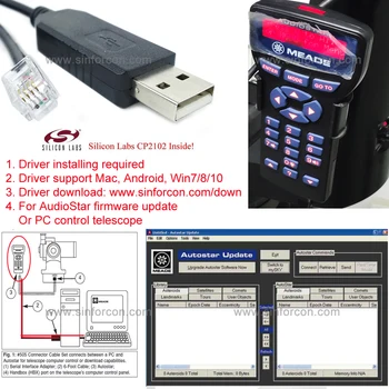 Meade #505 Cablu cp2102 usb rs232 pentru rj10 pentru ETX-127 ETX-125 ETX-90 la autostar AudioStar Control PC Kable