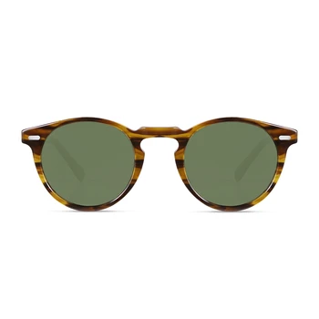 Retro Rotund Polarizat ochelari de Soare Pentru Bărbați și Femei de Epocă de Conducere în aer liber Gregory Peck Oval Ochelari de Soare Lumina Cu Acetat de Caz