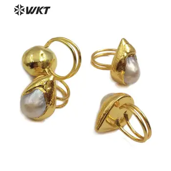 WT-R338 WKT Nou-veniți Baroc Pearl Cu Aur Galvanizare Inel Reglabil Inel cu Perle Femei Bijuterii Elegant