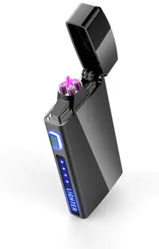 Dublu arc de plasmă bricheta cu indicator de baterie, USB reîncărcabilă vânt fără flacără electric bricheta