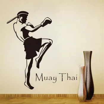 Îndepărtat De Perete Decalcomanii De Vinil Adeziv Autocolante De Perete Fereastra Poster Muay Thai Player Autocolante De Perete Home Decor Camera De Zi