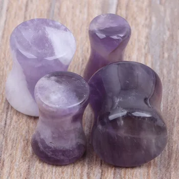 Destul de violet natura piatră solod dopuri de urechi pentru piercing bijuterii ridicata trup tunel bijuterii seturi de calibre