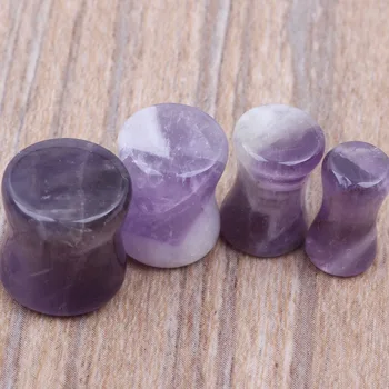 Destul de violet natura piatră solod dopuri de urechi pentru piercing bijuterii ridicata trup tunel bijuterii seturi de calibre