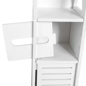 80x15.5x15CM Baie, Toaletă Cabinet de Mobilier Alb din Lemn Raft Dulap Țesut Raft de Depozitare de Îngrijire a Pielii