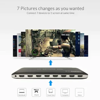 7x1 HDMI Switch 3x1 HDMI 2.0 Switcher Video Converter 3 / 7 în 1 4K 60HZ pentru PS3 PS4 HDTV Xbox PC, Smart TV mi box3 Proiector
