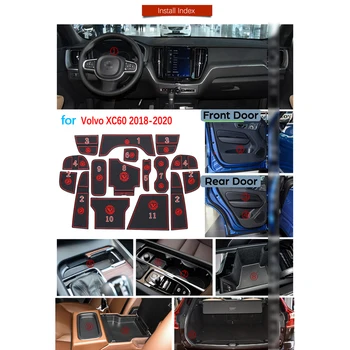 Pentru VOLVO XC60 2018 2019 2020 2nd Gen Design R R-Design Anti-Alunecare de Cauciuc Poarta Slot Cupa Mat Coaster T4 T5 T6 D4 D5 Autocolante Auto