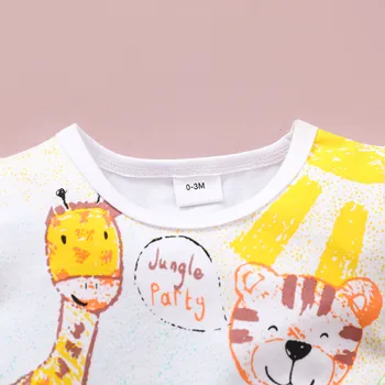 Copilul Romper Nou-Născut Băieți Fete De Vara Cu Maneci Scurte Culoare Solidă De Desene Animate De Animale Scrisoare Romper Salopeta, Costume De Haine Pentru Copii