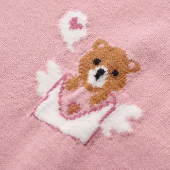 Vesta Tricotate Ursul Desene Animate Broderie Kawaii Drăguț Pulover Femei Pulover 2020 Iarna V Gâtului Fără Mâneci Stil Dulce Doamnelor De Sus