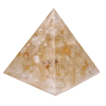 6cm Naturale Aventurin Ametist, Citrin Cuarț Scazut Pietre Piramide Orgonice Figurina de Cristal Piatră prețioasă de Vindecare Statuie 1 buc
