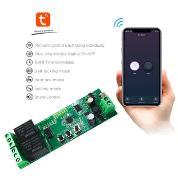 Tuya Wifi Smart Switch 2CH Inversă Motor Releu Modul de viață Inteligentă APP Control de la Distanță 2 Banda Releu de Timp 220v Alexa de Start Google