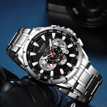 Ceasuri sport Brand de Lux pentru Barbati CURREN din Oțel Inoxidabil Cuarț Cronograf-Data-Ceas de mână de Moda de Afaceri de sex Masculin Ceas