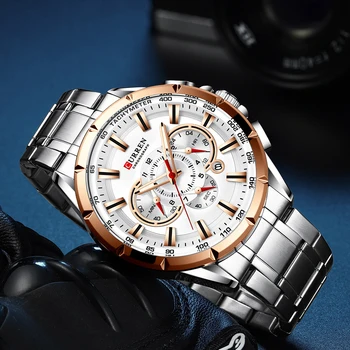 Ceasuri sport Brand de Lux pentru Barbati CURREN din Oțel Inoxidabil Cuarț Cronograf-Data-Ceas de mână de Moda de Afaceri de sex Masculin Ceas