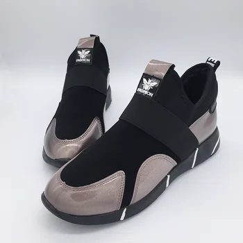 2019 Primăvară Noua Moda din Piele PU Platforma Tenisi Slip-On Înălțime Creșterea Platforma Adidasi Femei Pantofi de Lumină Femei