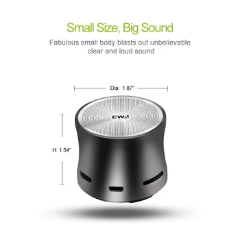 EWA Difuzor Bluetooth Super Bas Extrem de Compact, Ultra-Portabil Caixa De Som Portabil Difuzoare Stereo Ubwoofer