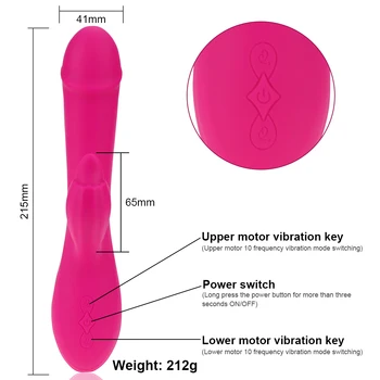 De înaltă Calitate Dildo Vibrator Erotic Cuplu punctul G Masaj Vibrații Puternice Dublu Motor Masturbari Vibratoare Jucarii Sexuale pentru Femei