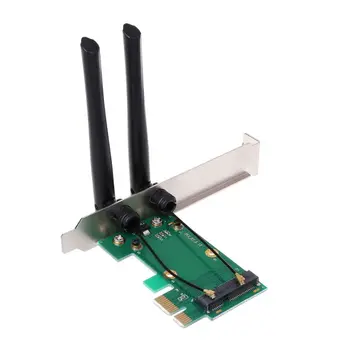 Placa de Retea Wireless WiFi Mini PCI-E Express PCI-E Adaptor Antena 2 PC Extern X6HA