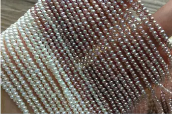 Autentic AAA Perle Naturale 3mm alb roz violet de apă dulce pearl margele vrac DIY cadou o fire Gaura de Aprox 1mm 37CM 15