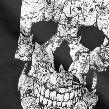 Pisica unic Craniu Schelet de Groază Înfricoșător T-Shirt pentru Barbati din Bumbac Tricou Pisoi Goth, Gotic, Punk Halloween Teuri Idee de Cadou de Îmbrăcăminte