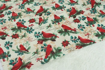 Design de Brand Nou 2 Culori de Crăciun Pasăre și conuri de Pin imprimate Tesatura de Bumbac pentru cusut de lenjerie de pat de pânză de decorare